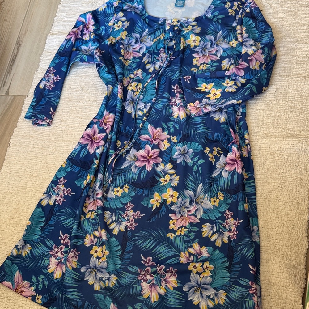 Caribbean Joe Tropical Floral Women's tunic printed dress - Picture 4 of 5